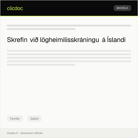 Document preview: Beiðni um lögheimilisskráningu — Famílie, Ísland