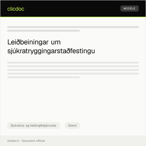 Document preview: Beiðni um sjúkratryggingarstaðfestingu — Sjúkrahús og heilbrigðisþjónusta, Ísland