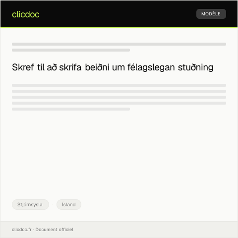 Document preview: Beiðni um staðfestingu á réttindum til félagslegs stuðnings — Stjórnsýsla, Ísland