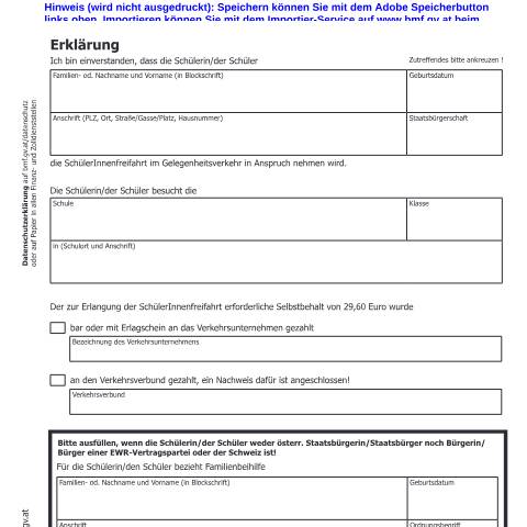 Dokumentvorschau: Beih89 — Erklärung (Inanspruchnahme der Schülerfreifahrt) — Steuern, Österreich (CERFA n°Beih89)