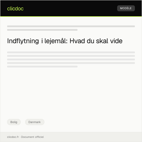 Document preview: Bekræftelse på indflytning i lejemål — Bolig, Danmark