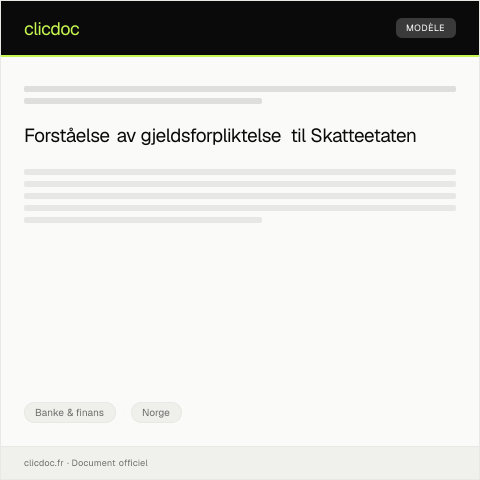 Document preview: Bekreftelse av gjeldsforpliktelse — Banke & finans, Norge