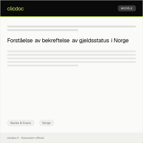 Document preview: Bekreftelse av gjeldsstatus — Banke & finans, Norge