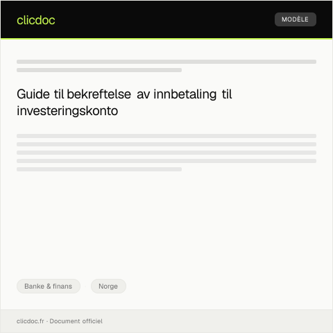 Document preview: Bekreftelse av innbetaling til investeringskonto — Banke & finans, Norge