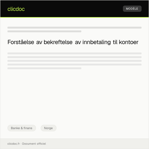 Document preview: Bekreftelse av innbetaling til låne- eller sparekonto — Banke & finans, Norge