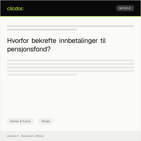 Document preview: Bekreftelse av innbetaling til pensjonsfond — Banke & finans, Norge