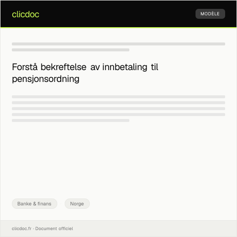 Document preview: Bekreftelse av innbetaling til pensjonsordning — Banke & finans, Norge