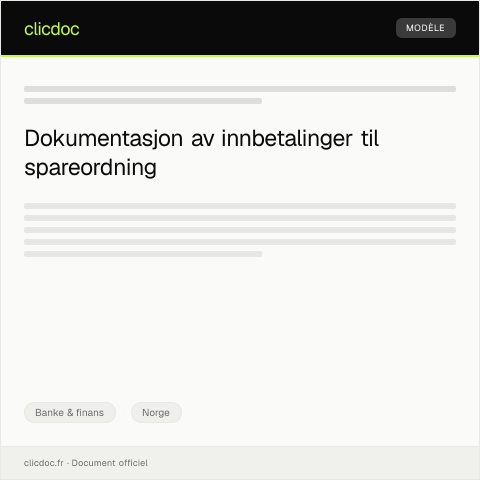 Document preview: Bekreftelse av innbetaling til spareordning — Banke & finans, Norge