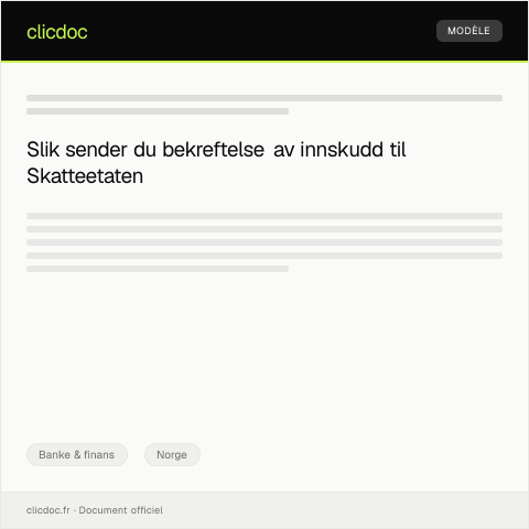 Document preview: Bekreftelse av innskudd — Banke & finans, Norge