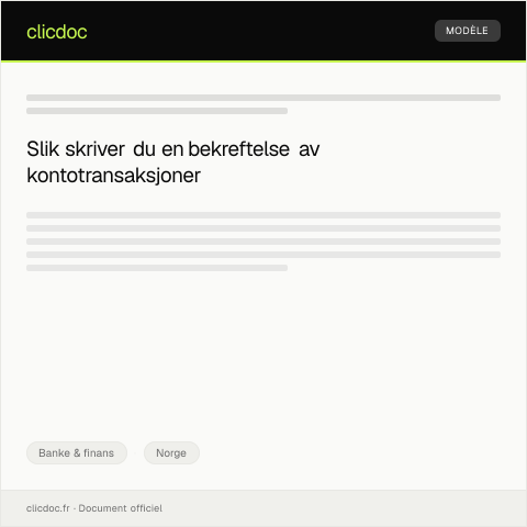 Document preview: Bekreftelse av kontotransaksjoner — Banke & finans, Norge