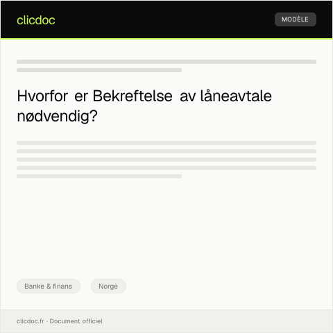 Document preview: Bekreftelse av låneavtale — Banke & finans, Norge