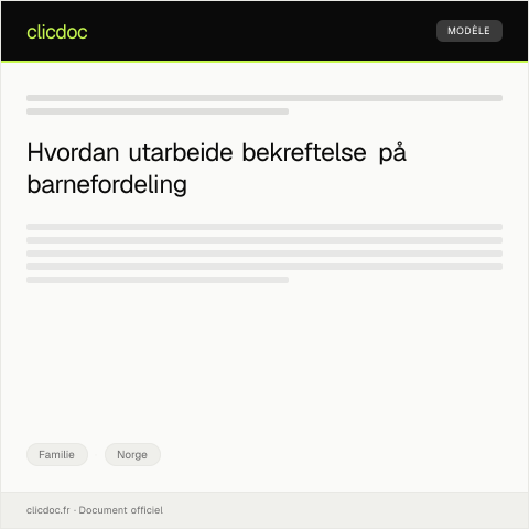 Document preview: Bekreftelse på barnefordeling — Familie, Norge