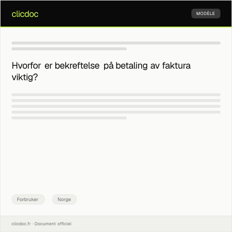 Document preview: Bekreftelse på betaling av faktura — Forbruker, Norge