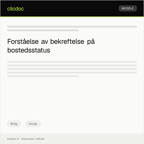 Document preview: Bekreftelse på bostedsstatus — Bolig, Norge