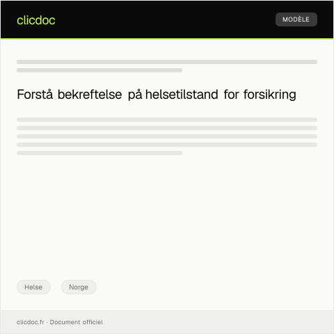 Document preview: Bekreftelse på helsetilstand for forsikring — Helse, Norge