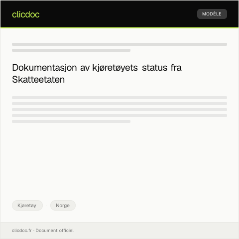 Document preview: Bekreftelse på kjøretøyets status — Kjøretøy, Norge