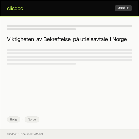 Document preview: Bekreftelse på utleieavtale — Bolig, Norge
