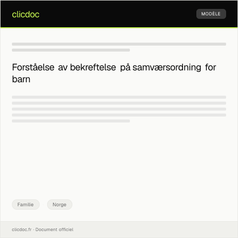 Document preview: Bekreftelse på samværsordning for barn — Familie, Norge