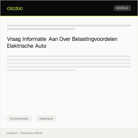 Documentvoorvertoning: Informatie over belastingvoordelen bij aanschaf elektrische auto — Consommatie, Nederland