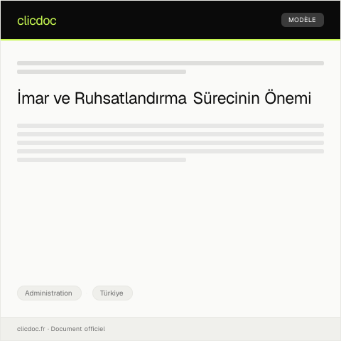 Document preview: Belediye İmar ve Ruhsatlandırma Bildirimi — Administration, Türkiye