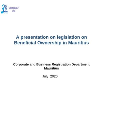 Document preview: A presentation on legislation on Beneficial Ownership in Mauritius — Document, Mauritius (CERFA n°A-presentation-on-legislation-on-Beneficial-Ownership-in-Mauritius-)