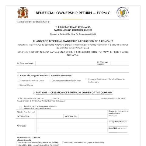 Document preview: BOR FORM C — Form, Jamaica (CERFA n°BOR_FORM_C_10012024)