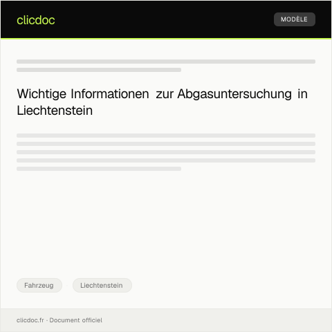 Dokumentvorschau: Bescheinigung über die Abgasuntersuchung — Fahrzeug, Liechtenstein