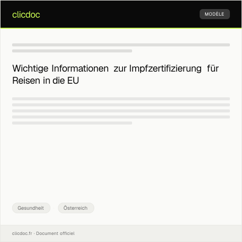 Dokumentvorschau: Bescheinigung über Impfterlauf für die Einreise in bestimmte EU-Staaten — Gesundheit, Österreich