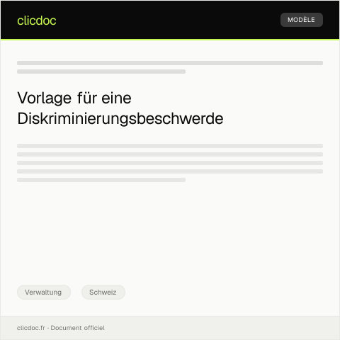 Dokumentvorschau: Beschwerde wegen Diskriminierung am Arbeitsplatz bei der Gleichstellungsstelle — Verwaltung, Schweiz
