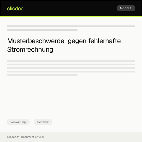 Dokumentvorschau: Beschwerde über die fehlerhafte Stromrechnung bei der Elektrizitätswerk der Stadt Basel — Verwaltung, Schweiz