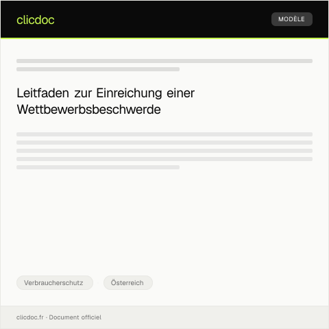 Dokumentvorschau: Beschwerde wegen unlauteren Wettbewerbs — Verbraucherschutz, Österreich