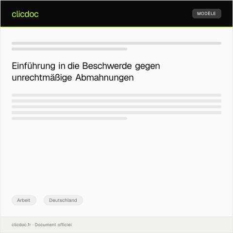 Dokumentvorschau: Beschwerde wegen unrechtmäßiger Abmahnung — Arbeit, Deutschland
