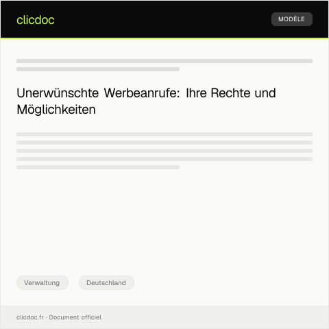 Dokumentvorschau: Beschwerde über unerwünschte Werbeanrufe bei der Bundesnetzagentur — Verwaltung, Deutschland