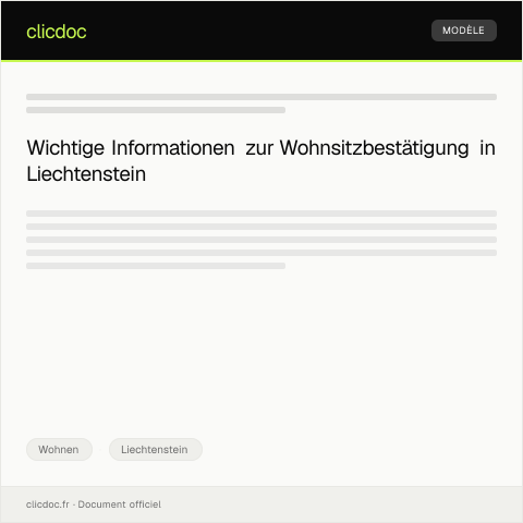 Dokumentvorschau: Bestätigung des Wohnsitzes für behördliche Zwecke — Wohnen, Liechtenstein