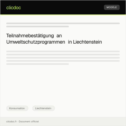 Dokumentvorschau: Bestätigung der Teilnahme an einem Umweltschutzprogramm für Verbraucher — Konsumation, Liechtenstein