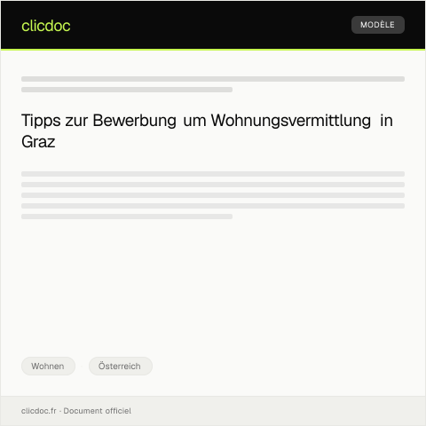 Dokumentvorschau: Bewerbung um Wohnungsvermittlung durch die Stadt Graz — Wohnen, Österreich