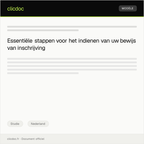 Documentvoorvertoning: Indiening bewijs van inschrijving voor financiële steun — Studie, Nederland