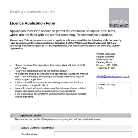 Document preview: Birds: licence to show them without the correct rings (A21 and LR21) — Natural England, United Kingdom