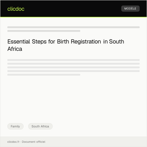 Document preview: Registration of Birth at the Local Department of Home Affairs — Family, South Africa