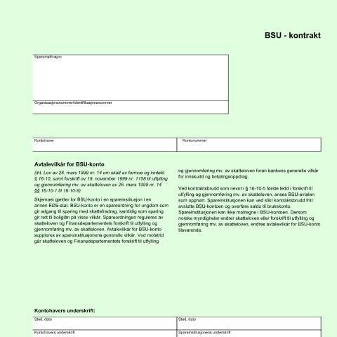 Document preview: Boligsparing for ungdom (BSU) - kontrakt i annen EØS-stat — Skatteetaten / Forms, Norge (CERFA n°RF-1236)