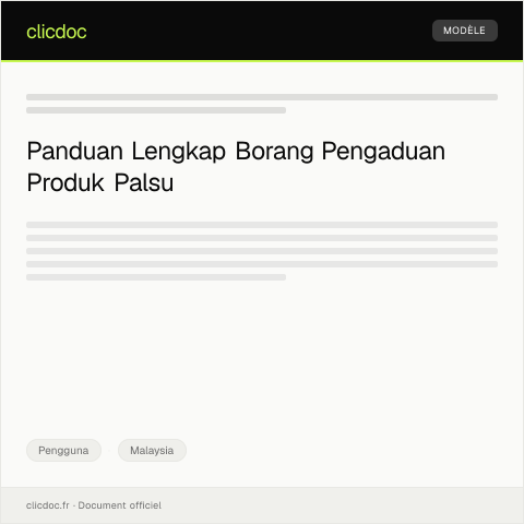 Document preview: Borang Pengaduan Produk Palsu — Pengguna, Malaysia