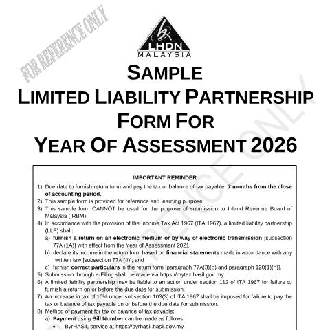 Document preview: Sample Limited Liability Partnership Return Form 2026 & Appendices — Non-Company and Non-Individual, Malaysia