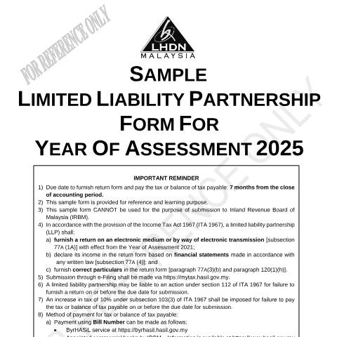 Document preview: Sample Limited Liability Partnership Return Form 2025 & Appendices — Non-Company and Non-Individual, Malaysia