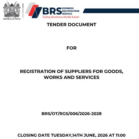 Document preview: BRS SUPPLIERS REGISTRATION TENDER DOCUMENT — Document, Kenya (CERFA n°BRS-SUPPLIERS-REGISTRATION-TENDER-DOCUMENT)