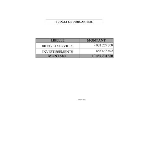 Aperçu du document BUDGET DE LORGANISME 2021 — Budget, Côte d'Ivoire