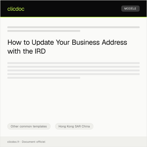Document preview: Request for Business Address Update (商業地址更新申請) — Other common templates, Hong Kong SAR China