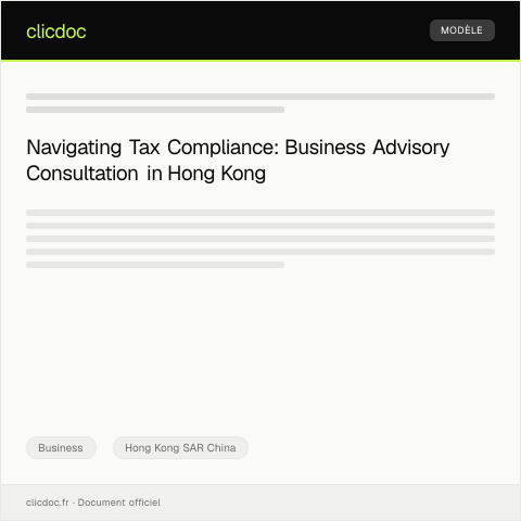 Document preview: Request for Business Advisory Consultation / 商業諮詢服務申請 — Business, Hong Kong SAR China