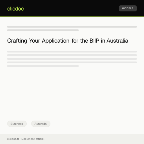Document preview: Application for Business Innovation and Investment Program — Business, Australia