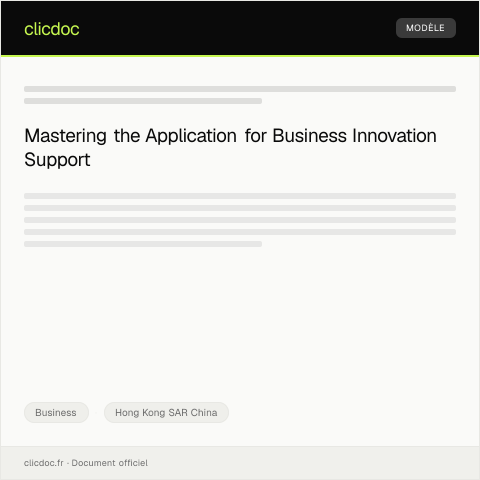 Document preview: Application for Business Innovation Support / 商業創新支援申請 — Business, Hong Kong SAR China