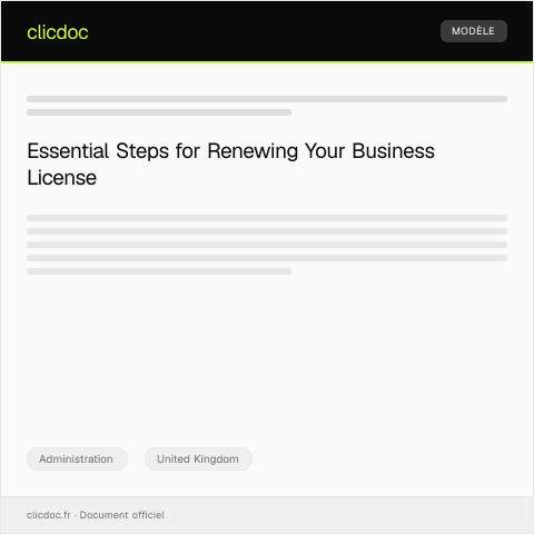 Document preview: Application for Business License Renewal — Administration, United Kingdom